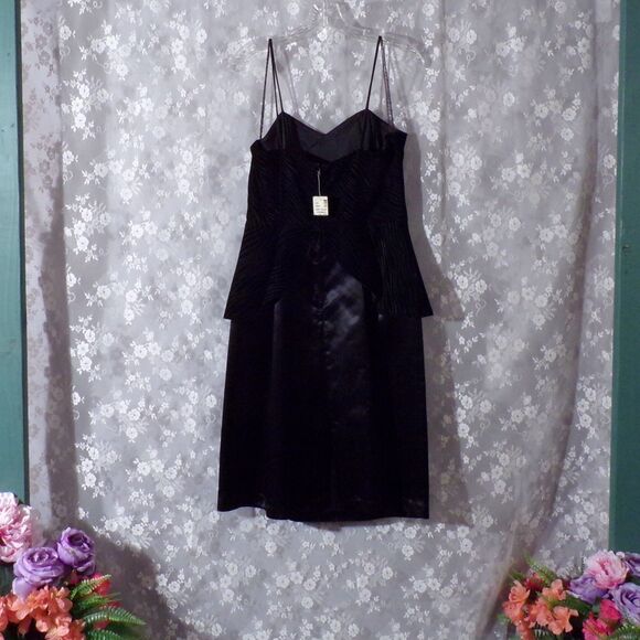 Vintage 90s Dress 1990s Cocktail Party Black Velvet Glam Mob Wife Size Large - Picture 2 of 6